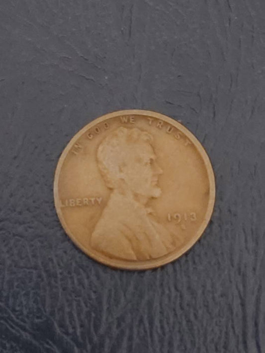 Lincoln Wheat Cent,  1913s semi key date san Francisco coin,  rare fine/very fine scarce American coin