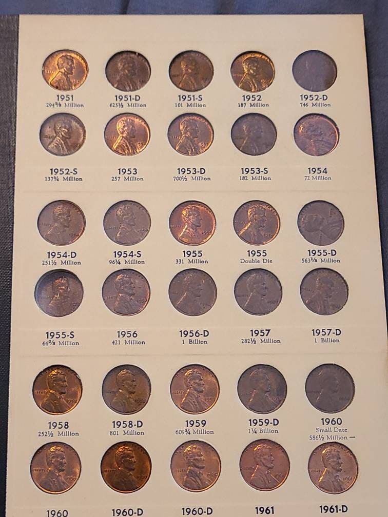 FULL Library of coins book circa 1958, wheat penny book, complete with steels and high grade coins!! Look!
