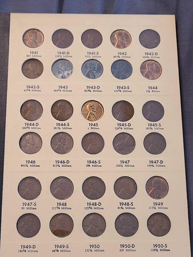 FULL Library of coins book circa 1958, wheat penny book, complete with steels and high grade coins!! Look!