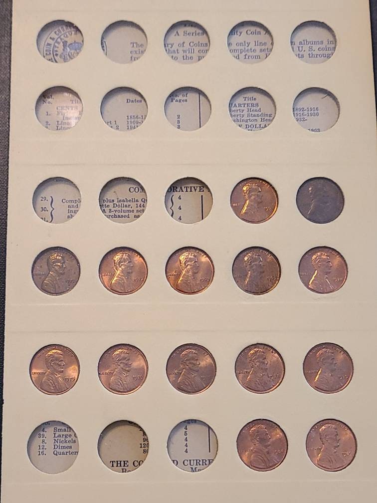 FULL Library of coins book circa 1958, wheat penny book, complete with steels and high grade coins!! Look!