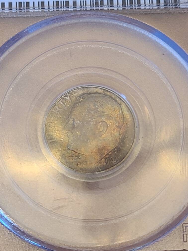 Two graded silver Roosevelt bundle deal, 1946d ms66 pcgs rainbow toned dime and