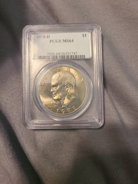 1978d ms64 pcgs Eisenhower dollar graded coin, vintage us coin collectors