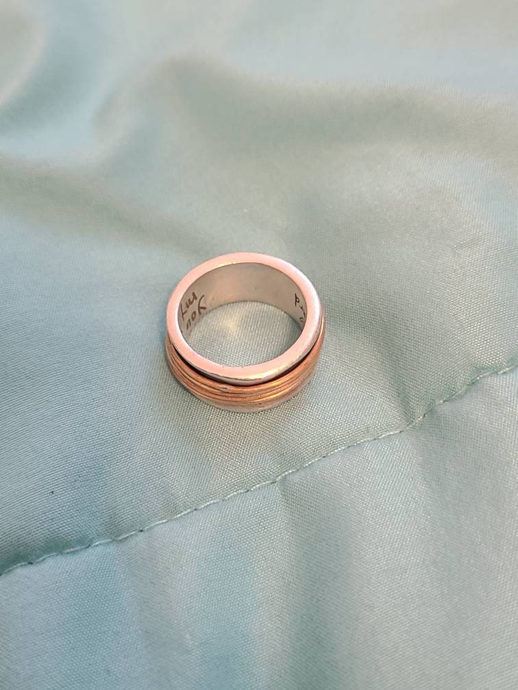 Sterling silver lisa Leonard designs, "you have my heart", size 8 women's statement ring, unique copper wire design