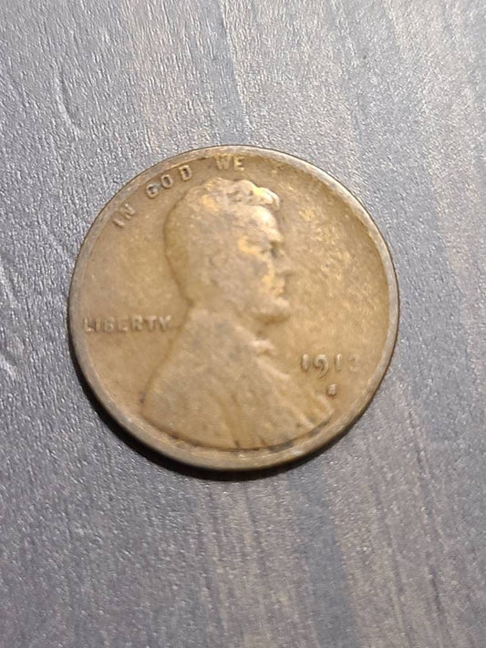 Lincoln Wheat Cent,  1913s semi key date san Francisco coin,  rare  American coin
