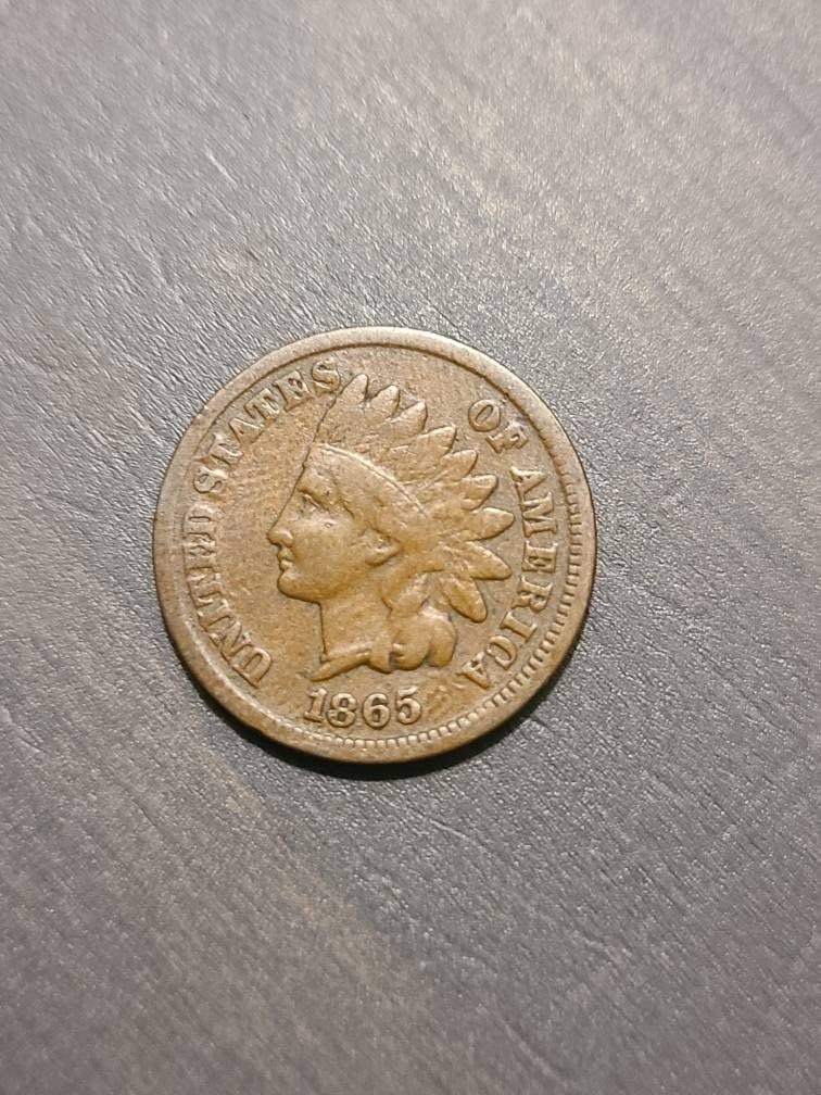 1865 semi key date indian cent, nice original, plain 5 variety, antique American coin