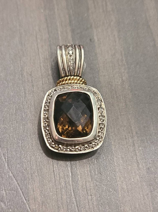Vintage statement pendant, signed SLV, sadye l. Vassil designed, 14k yellow gold on sterling silver with small diamonds,  anniversary gift
