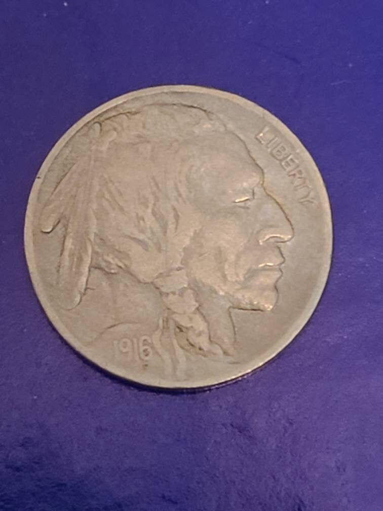 1916 buffalo nickel coin, early date very fine plus, nice better date coin