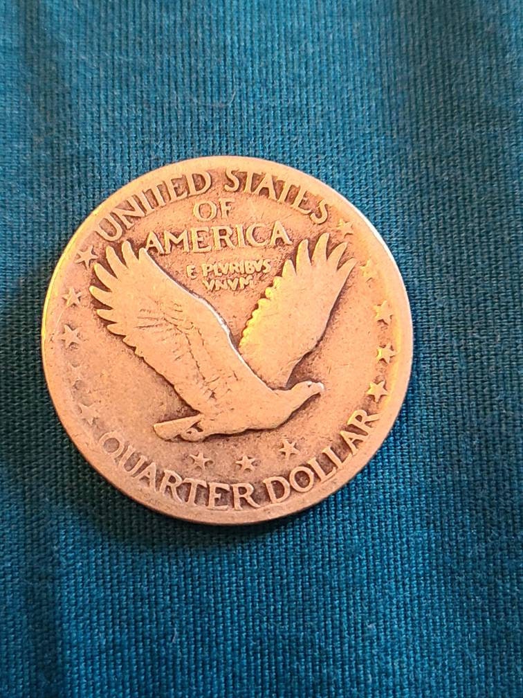 1925 standing liberty quarter,  90 percent silver antique American coin