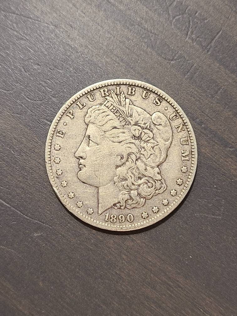 1890o morgan silver dollar coin,  authentic antique American currency, new Orleans mint, gifts for him