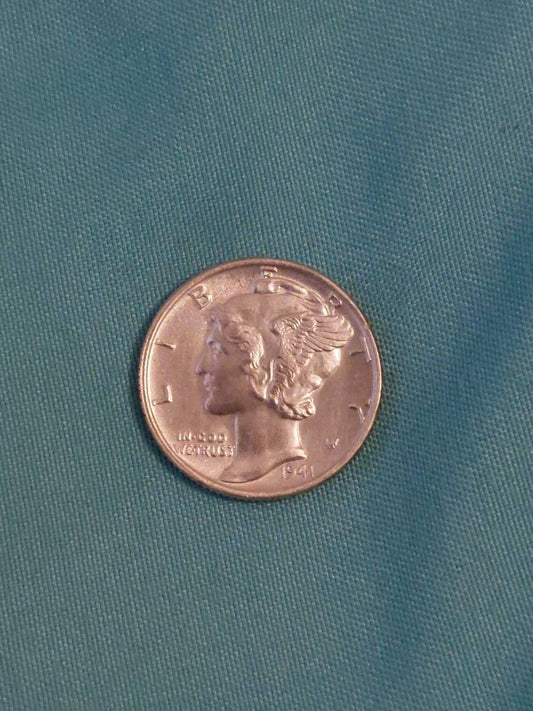 Mercury Silver dime, 1940s date high grade example similar to one displayed, you get one very nice world War two era American silver dime