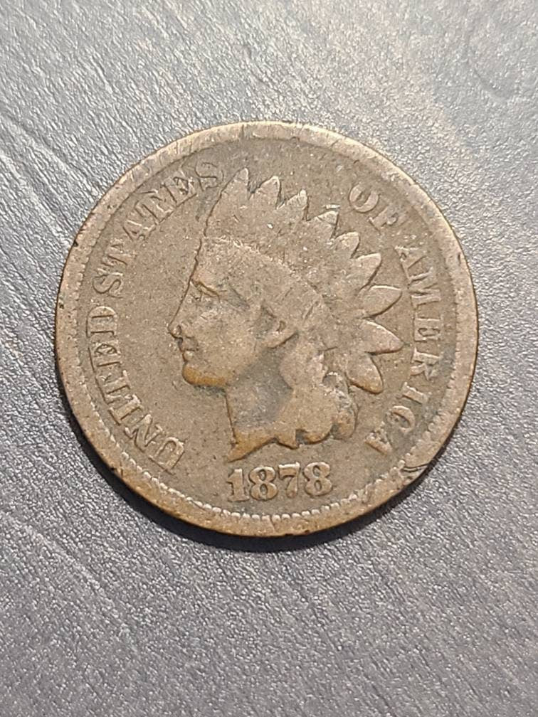 1878 semi key date indian head cent nice copper coin, us coin collecting, gifts for him very good coin