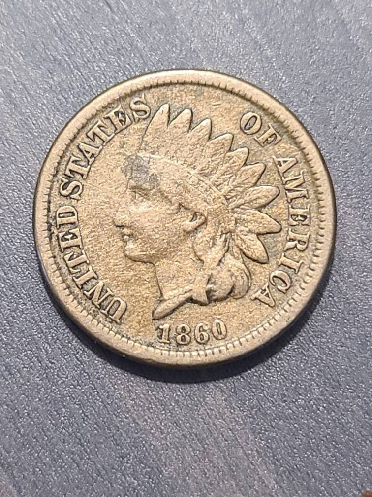 1860 indian head penny, very fine, rare civil war era, American coin collecting