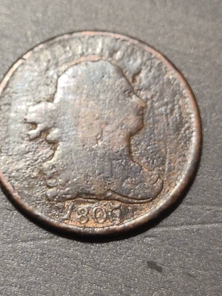 1807 half cent coin, extremely rare near colonial issue us type coin, American history