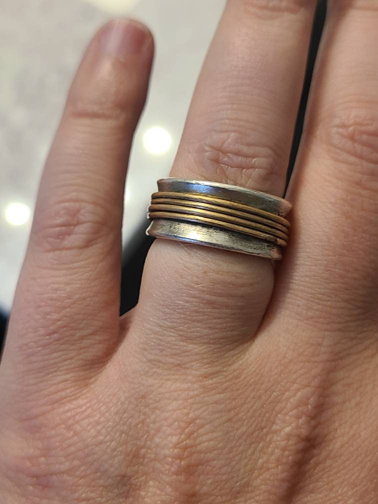 Sterling silver lisa Leonard designs, "you have my heart", size 8 women's statement ring, unique copper wire design