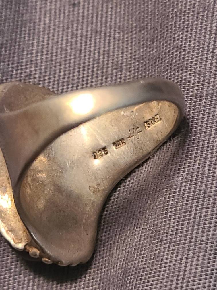 Vintage isreali designer hagit gorali sterling silver statement ring,  with center black pearl and gold Tone accents, amazing gift for her