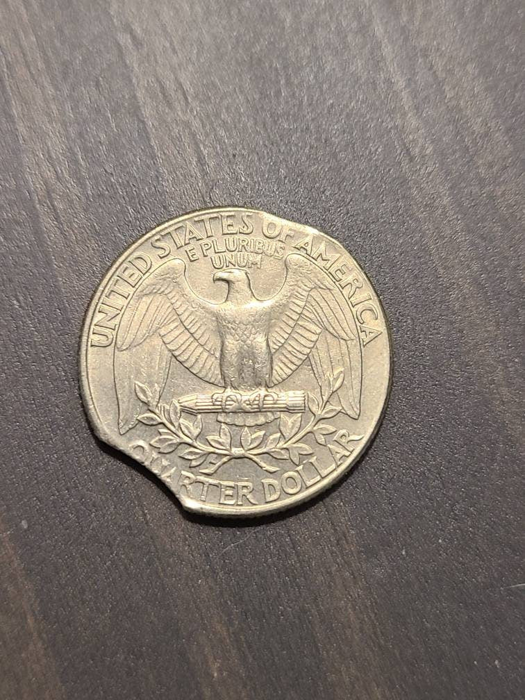 1990 mint error quarter,  double clipped planchet rare error coin collecting