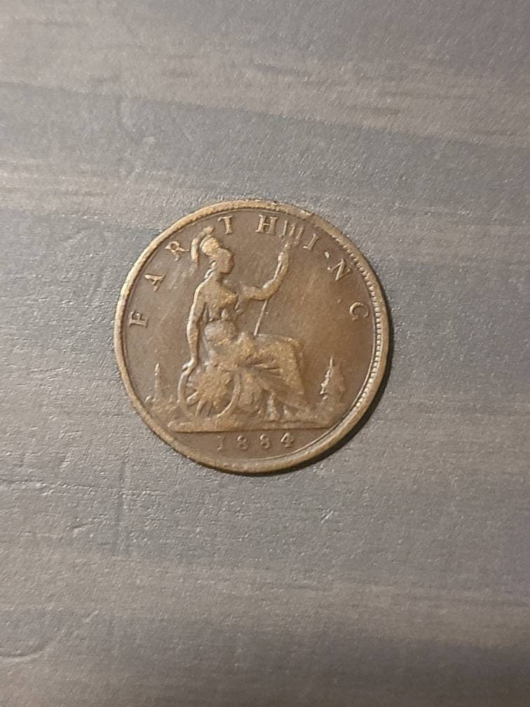 1862 british farthing, lovely foreign copper coin, high grade English antique coin