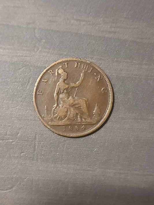1862 british farthing, lovely foreign copper coin, high grade English antique coin