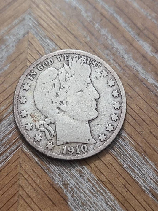 1910s barber silver half dollar, better date 90 percent silver, antique us coins
