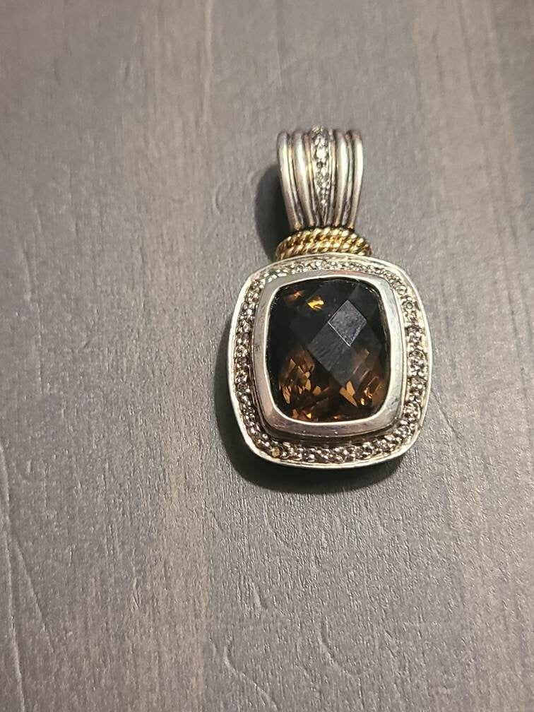 Vintage statement pendant, signed SLV, sadye l. Vassil designed, 14k yellow gold on sterling silver with small diamonds,  anniversary gift