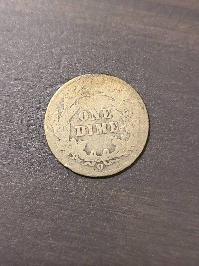 1892o barber silver dime, first year of issue, 1800s antique 90 percent silver coin