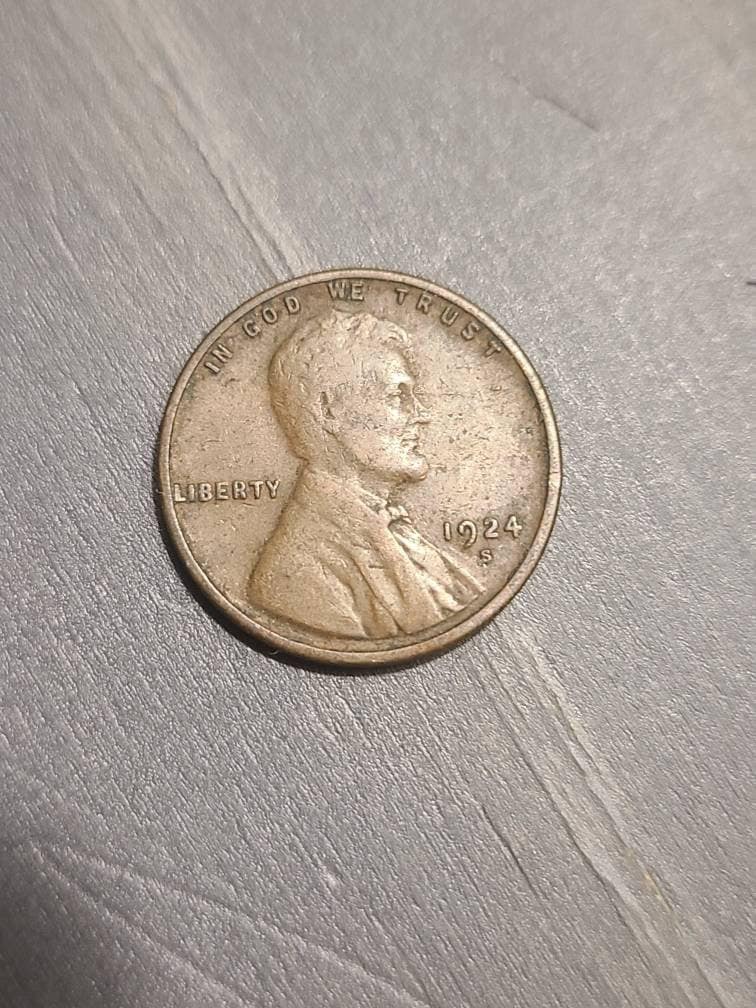 1924s Lincoln wheat cent, low mintage semi key date coin collecting, in high grade