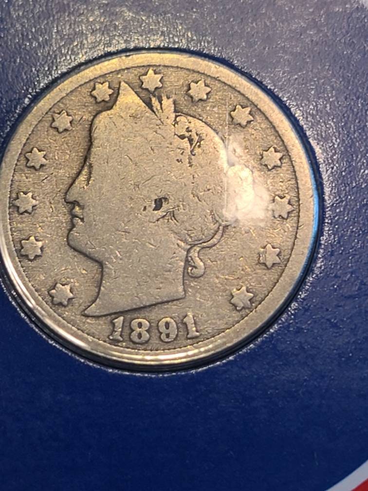 1891 liberty v nickel with postal commemorative card and stamp, the opening of Carnegie hall, coin collecting for him