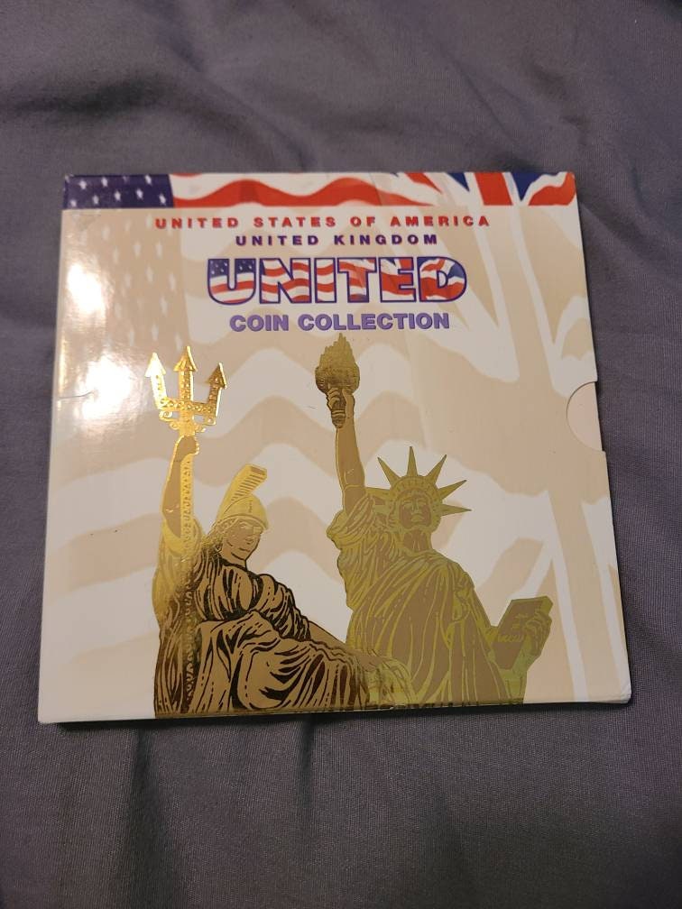 1997 united states and United Kingdom special mint uncirculated coin sets,informative multiple coin set with educational information