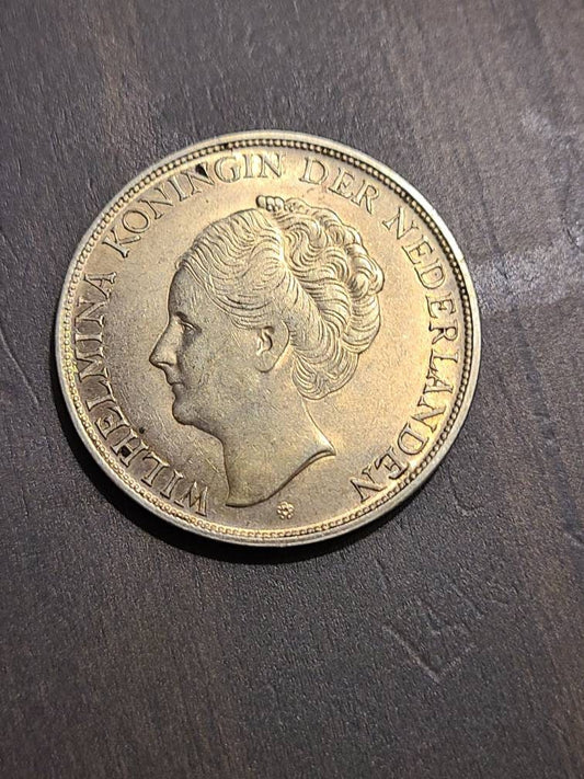 1944 netherlands large silver dollar sized 2 and a half gulden, high grade
