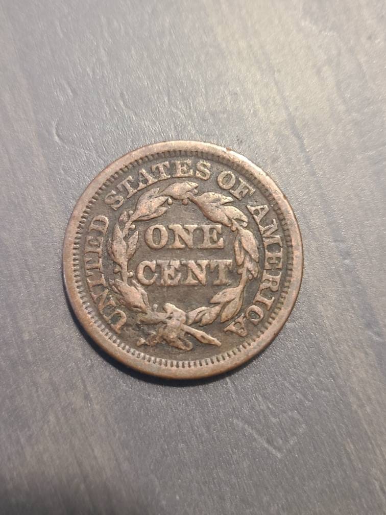 1848 American antique large cent coin, old coin collecting,  better date us coin