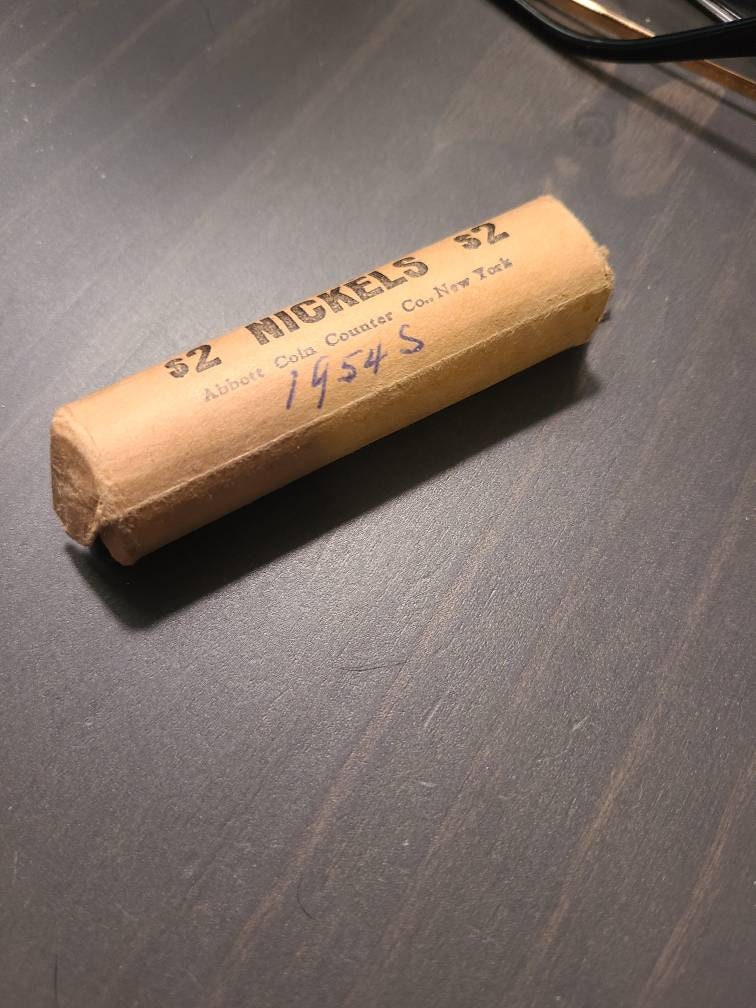 1954s Beautiful uncirculated  nickel original bank wrapped roll semi key date in high grade, 40 coins