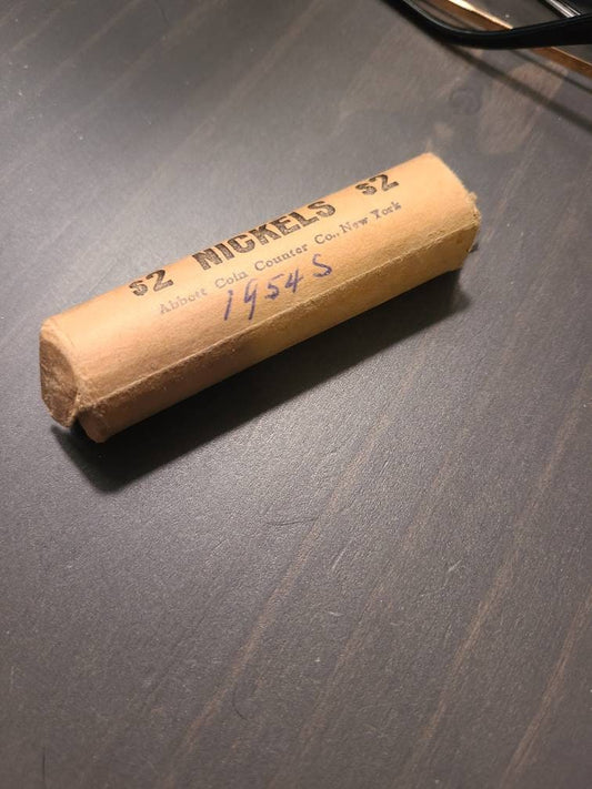 1954s Beautiful uncirculated  nickel original bank wrapped roll semi key date in high grade, 40 coins