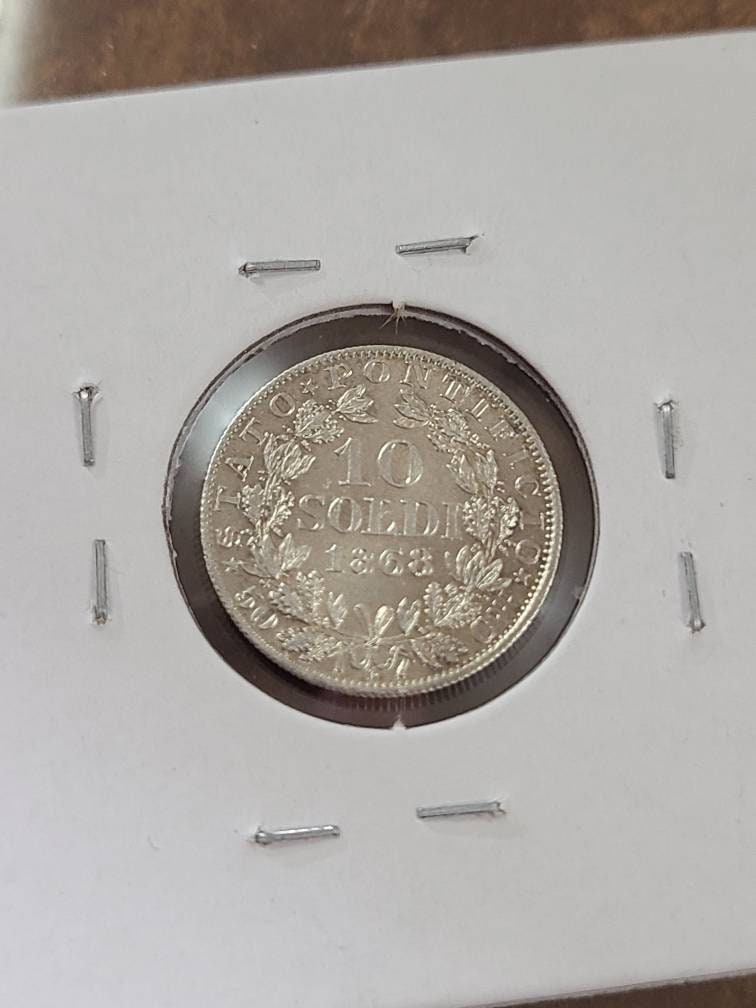 1860 italian 10 soldi  coin, high grade antique coin collecting, stunning silver European foreign coin, 90 percent silver holiday gift 2022