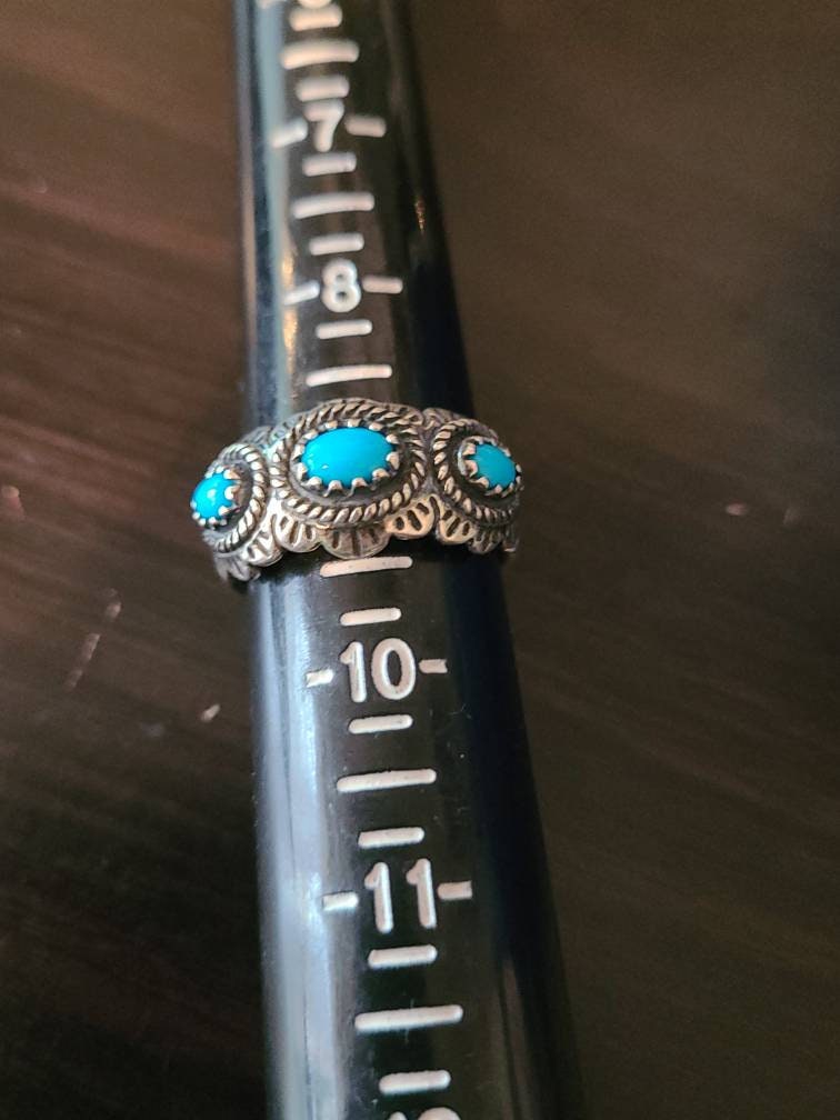 Sterling silver, handmade southwestern style, statement ring free shipping size 9, gifts for her 7 with turquoise gemstones