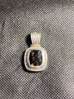 Vintage statement pendant, signed SLV, sadye l. Vassil designed, 14k yellow gold on sterling silver with small diamonds,  anniversary gift