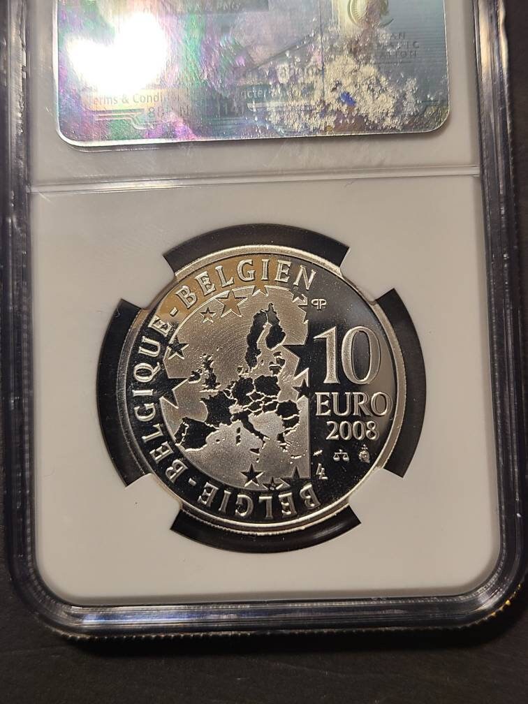 Belgium 10 euro blue bird, super rare silver coin, ngc graded proof69 top pop coin collecting
