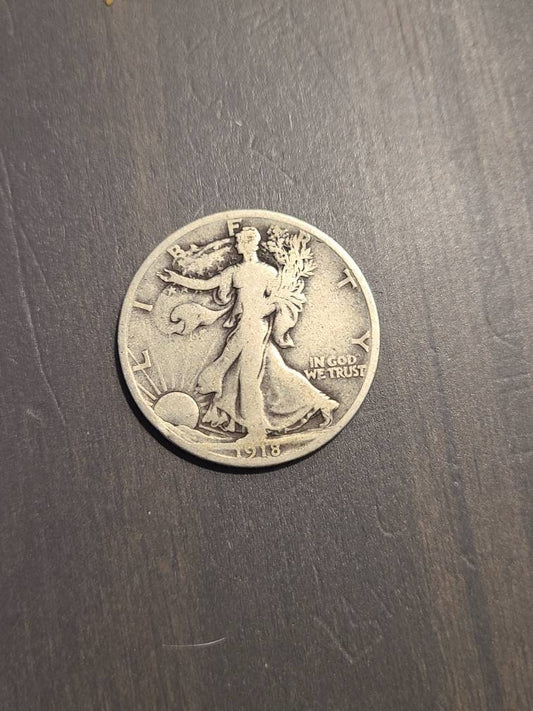 1918s walking liberty silver half dollar better early date, us coin collecting, 90 percent silver coin