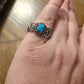 Sterling silver, handmade southwestern style, statement ring size 8.5  gifts for her  with green stone gemstones