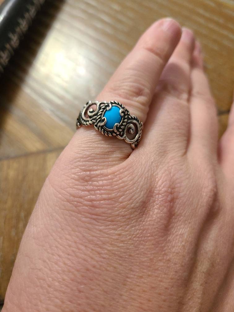 Sterling silver, handmade southwestern style, statement ring size 8.5  gifts for her  with green stone gemstones