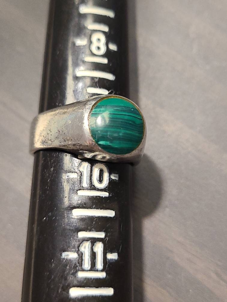Sterling silver, handmade southwestern style, statement ring size 9.5  gifts for her  with green malachite gemstones