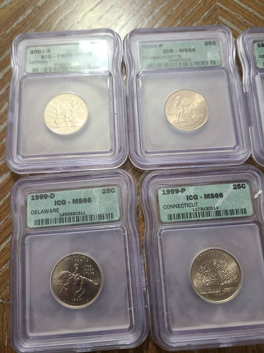 Graded washington state quarters set, you get 5 icg graded proof and mint state quarters as listed, gifts for him holidays 2022