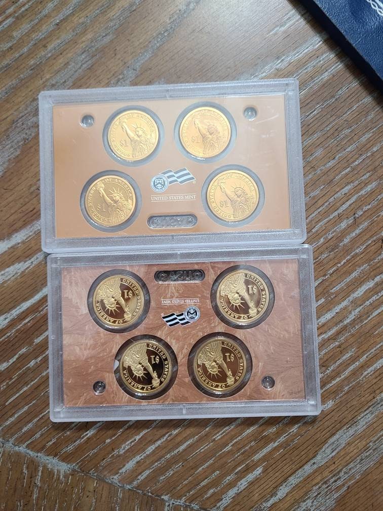 8x "gold" presidential proof  dollars in original unopened proof set. 2 packages
