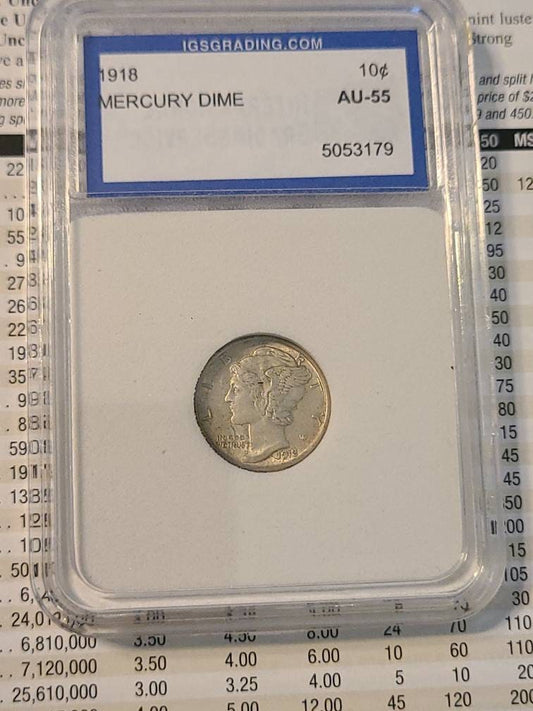 1918p better date mercury dime better date nice condition, 90 percent silver coin almost uncirculated rare
