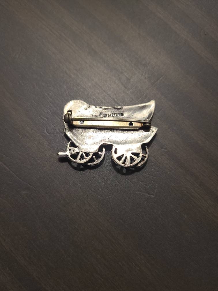 Beautiful sterling silver vintage silver wagon with working wheelsvintage collectible jewelry gift, holidays 2022