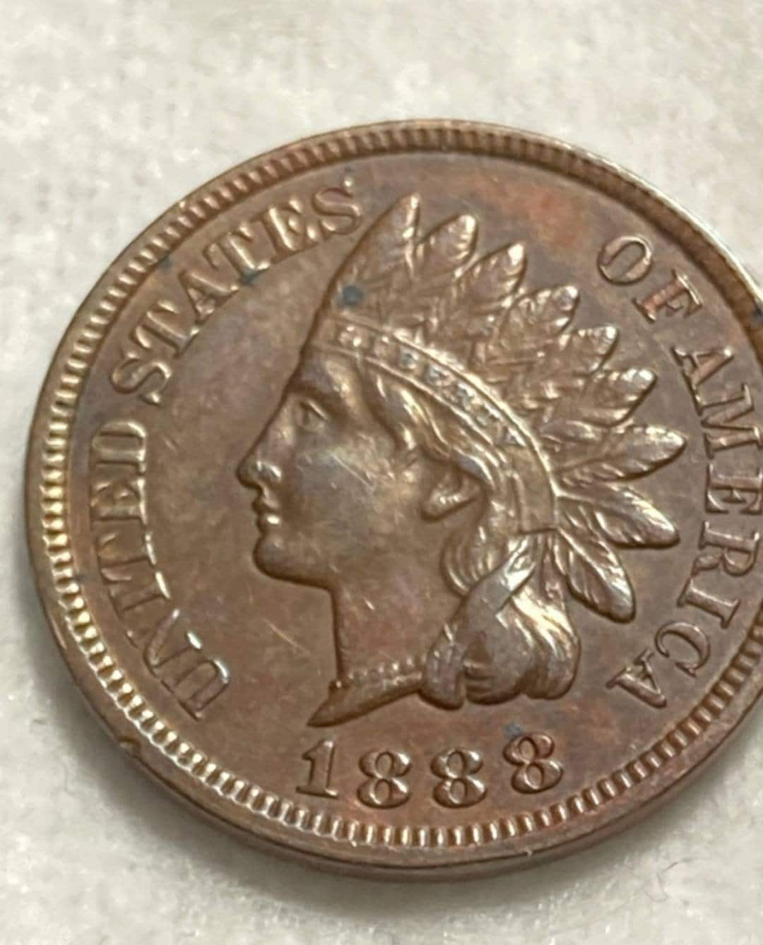 1888 indian head cent,  rare variety, almost uncirculated plus condition,  American antique coin collecting, gifts for him 2022