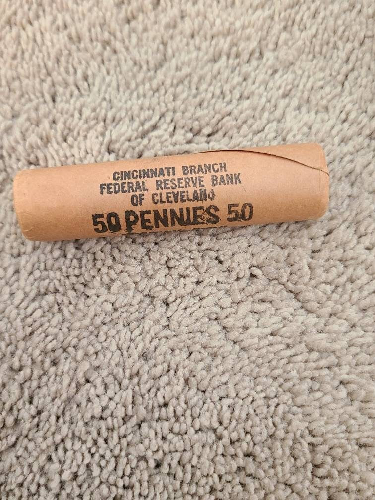 1961p Lincoln penny, original unopened beautiful uncirculated bank roll, bright red original cent, gifts for him, us coin collecting
