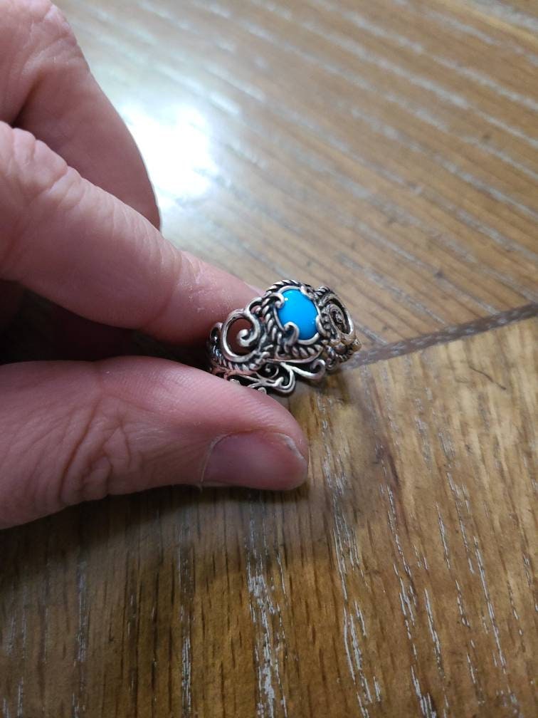 Sterling silver, handmade southwestern style, statement ring size 8.5  gifts for her  with green stone gemstones