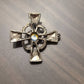 Unique vintage silver tone cross pendant,  old artisan necklace pendant, celtic style