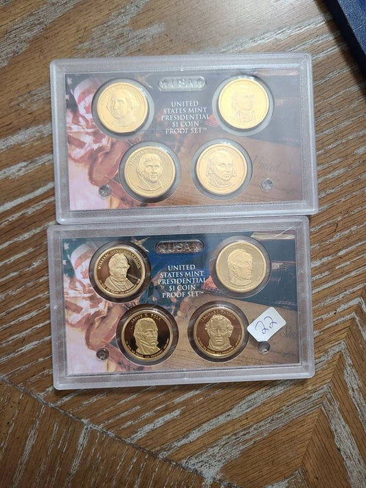 8x "gold" presidential proof  dollars in original unopened proof set. 2 packages