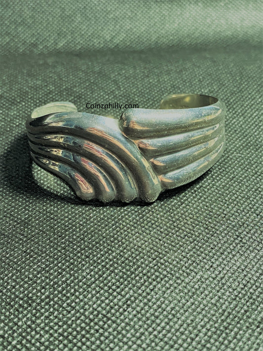 Vintage Mexican heavy sterling silver cuff bracelet/bangle, artisan 39 gram silver jewelry,  stunning gifts for her holiday present